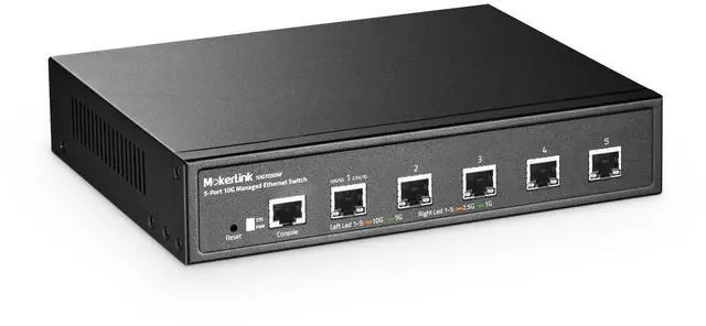 Main image of 5 Port 10G Managed Ethernet Switch, 10G/5G/2.5G/1G Auto-Adaptive, L3 Web/CLI Managed, Metal Desktop|Rackmount Network Switch