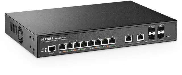Main image of 8 Port 2.5 Gigabit PoE Managed Switch, 8x2.5G POE, 2x10G Ethernet, 4x10G SFP+, IEEE8023af/at PoE 120W, Web/CLI L3 Managed, Desktop|Rackmount Network Switch
