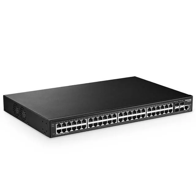 Main image of 48 Port Gigabit Managed Switch, 4x10G SFP+, 1 Console, 1 USB, L3 Smart Managed, Rackmount, DHCP QoS Vlan IGMP, Static Routing