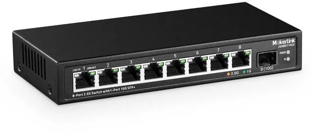 Main image of 8 Port 2.5Gigabit Ethernet Switch with 10G SFP Slot, 8 x 2.5G Base-T Ports Compatible with 10/100/1000Mbps, Metal Unmanaged Fanless Small Network Switch