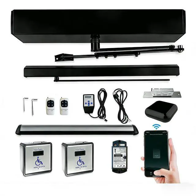 Main image of Ada Commercial Auto Door Closer,WiFi TUYA APP Alexa Remote Control Black Automatic Door Closer with WiFi Controller and Waterproof Touchless Wireless Hand Sensor and NC Electric Strike