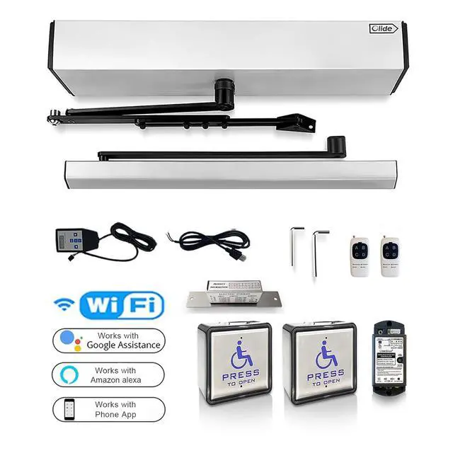 Alt view image 5 of 7 - Handicap Door Opener Operator with Fail Safe Electric Strike and Handicap Push Buttons Square 5.12'' Panel,Compatible with Alexa,Google Assistant,Phone APP Remotely Control