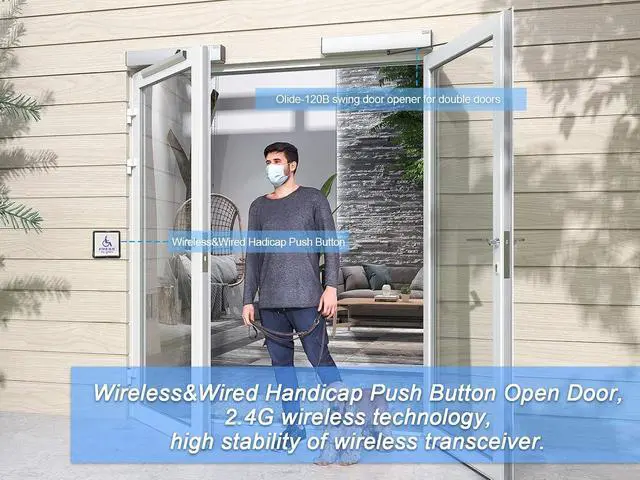 Alt view image 3 of 7 - Automatic Double Door Handicapped Door Opener for Disabled,Control Double Doors Simultaneously Auto Open by 1PCS Fob Keys,Parameters Adjust Easily via Handheld Programmer