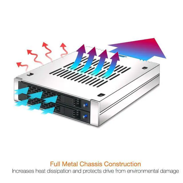 Alt view image 6 of 7 - 2 Bay 2.5 SAS/SATA HDD/SSD Mobile Rack for External 3.5 Bay | ExpressCage MB742SP-B