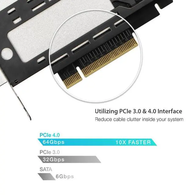 Alt view image 2 of 7 - Dual Bay 2X M.2 NVMe SSD to PCIe 4.0 x8 Removable Adapter Card for PCI Express Slot (PCIe Bifurcation Required) | ExpressSlot MB842MP-B