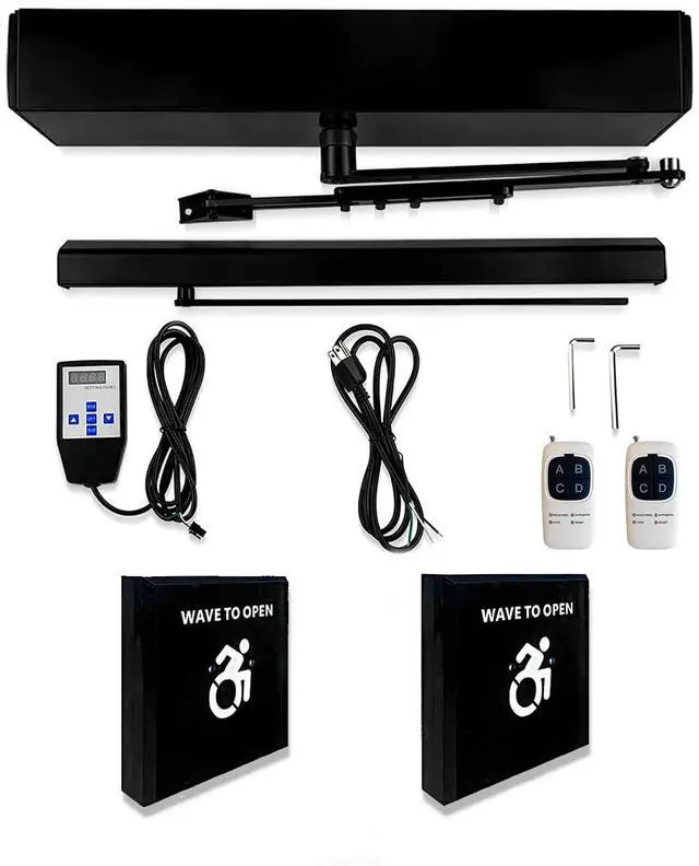 Main image of Automatic Handicap Door Opener with 2PCS Wired Square 4.53'' Infrared Touch Free Switch M-505B,Hand Wave Infrared Sensor to Open Door,Sensoring Distance Adjustable (Black)