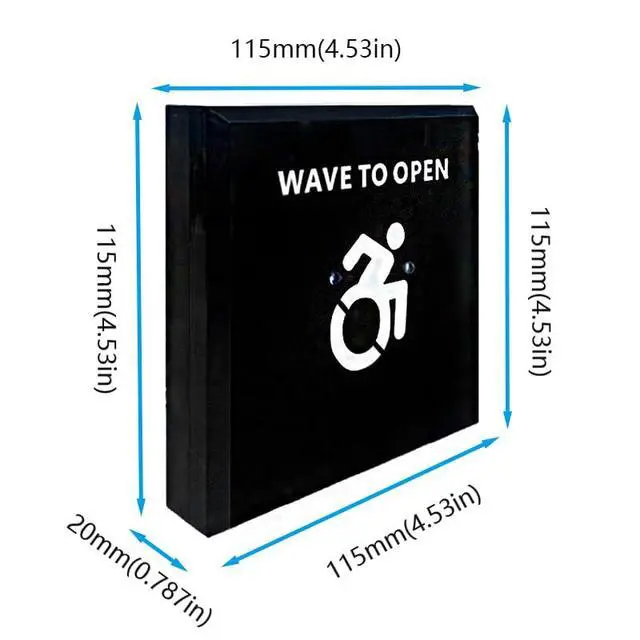 Alt view image 2 of 6 - Wired Infrared Touch Free Switch M-505B for Automatic Handicap Door Opener,Hand Wave Infrared Sensor to Open Door,Sensoring Distance Adjustable,1PCS Square 4.53inch Single Switch