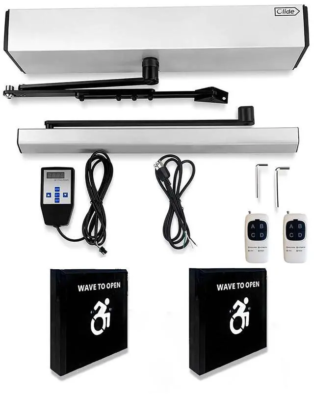 Main image of Automatic Handicap Door Opener with 2PCS Wired Square 4.53'' Infrared Touch Free Switch M-505B,Hand Wave Infrared Sensor to Open Door,Sensoring Distance Adjustable (Silver Grey)
