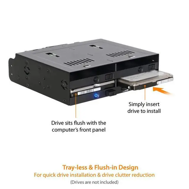 Alt view image 3 of 7 - 4 Bay 2.5" SATA/SAS SSD/HDD Hot-Swap Docking Enclosure for 5.25" Bay - flexiDOCK MB014SP-B R1