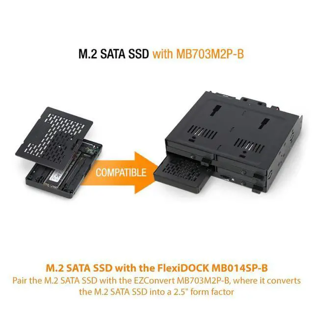 Alt view image 7 of 7 - 4 Bay 2.5" SATA/SAS SSD/HDD Hot-Swap Docking Enclosure for 5.25" Bay - flexiDOCK MB014SP-B R1