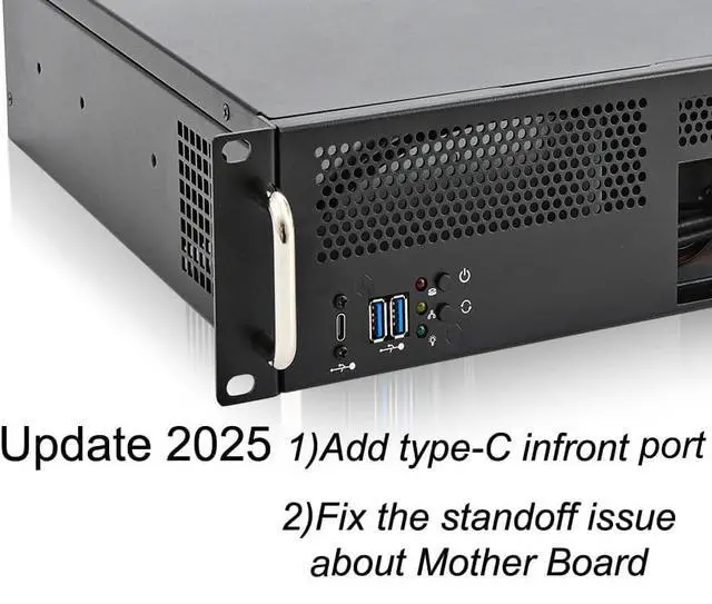 Alt view image 3 of 6 - 2U Server Chassis Short Depth 14.17" Front I/O with 2 x 3.5 (int.) mATX M/B,Support ATX PSU with Either top or Side Cooling