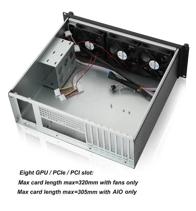 Alt view image 3 of 6 - 3U rackmount Server Chassis Support Liquid Cooling Compatibility up to Elevated 360mm Radiator Support SFX PSU/ATX/MicroATX/Mini-ITX MB