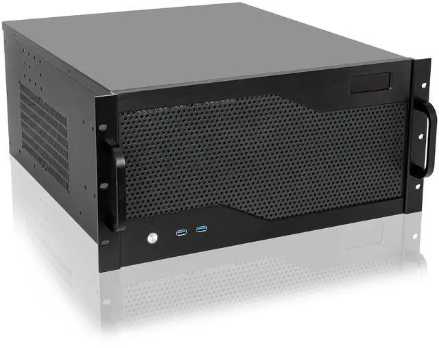 Main image of 5U rackmount Server Chassis Support Liquid Cooling Compatibility up to Elevated 360mm Radiator, 1xPS2+1xSFX PSU (Black)