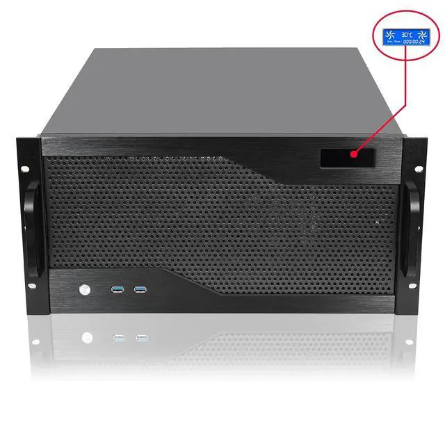 Alt view image 2 of 6 - 5U rackmount Server Chassis Support Liquid Cooling Compatibility up to Elevated 360mm Radiator, 1xPS2+1xSFX PSU (Black)