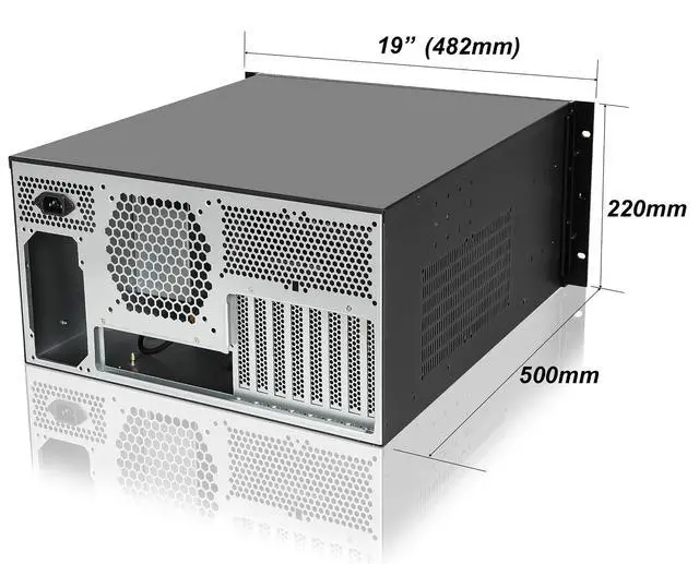 Alt view image 4 of 6 - 5U rackmount Server Chassis Support Liquid Cooling Compatibility up to Elevated 360mm Radiator, 1xPS2+1xSFX PSU (Black)