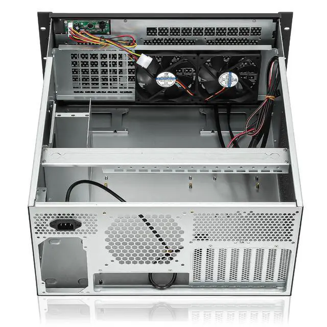 Alt view image 3 of 6 - 5U rackmount Server Chassis Support Liquid Cooling Compatibility up to Elevated 360mm Radiator, 1xPS2+1xSFX PSU (Black)