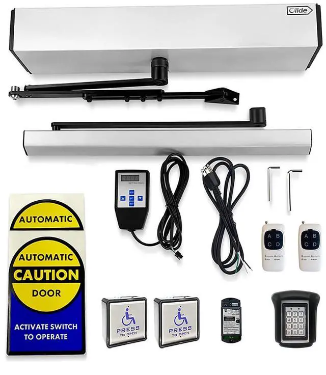 Main image of Automatic Handicap Door Opener,Inswing and Outswing Opening Automatic Swing Door Opener with Square 4.5'' Wireless Handicap Push Buttons and Metal Access Keypad with Waterproof Cover