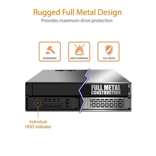 Alt view image 5 of 7 - Full Metal 2 Bay 2.5" SAS/SATA HDD & SSD Backplane Cage with Slim ODD Tray for External 5.25" Bay | ToughArmor MB994IPO-3SB