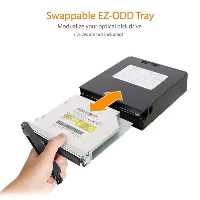 Alt view image 6 of 7 - Full Metal 2 Bay 2.5" SAS/SATA HDD & SSD Backplane Cage with Slim ODD Tray for External 5.25" Bay | ToughArmor MB994IPO-3SB