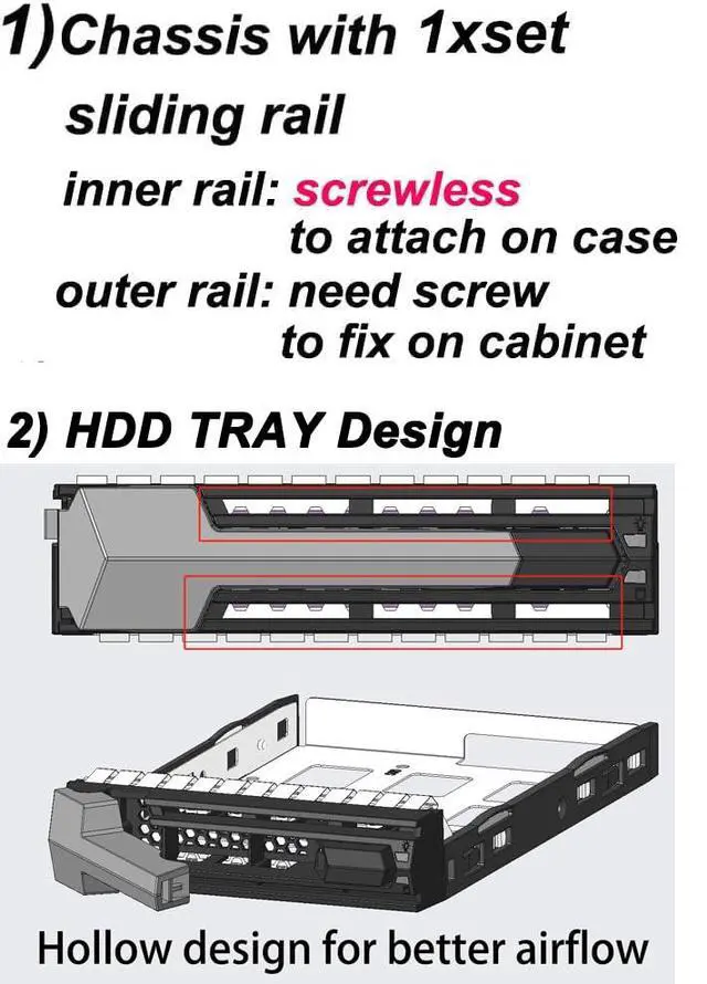 Alt view image 5 of 7 - 4U 24bay Hotswap 12Gbps Swappable screwless 24 x 3.5/2.5 Chassis with sliidng Rail and SFF-8643 Minisas to SATA Cables with keylock Door