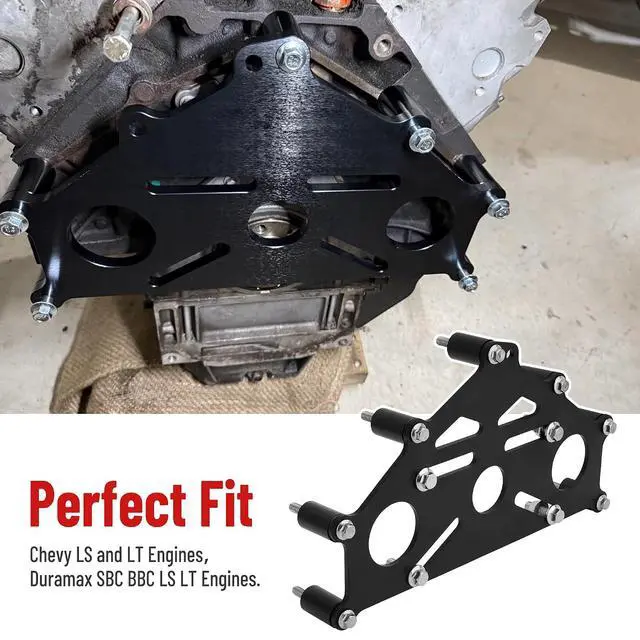 Alt view image 2 of 7 - LS Engine Stand Adapter Plate - Universal Heavy Duty Billet Aluminum Mounting Bracket Adapter Compatible with Chevy Small/Big Block LS1 Duramax BBC SBC LS , Heavy-Duty Engine Stand Lift Plate