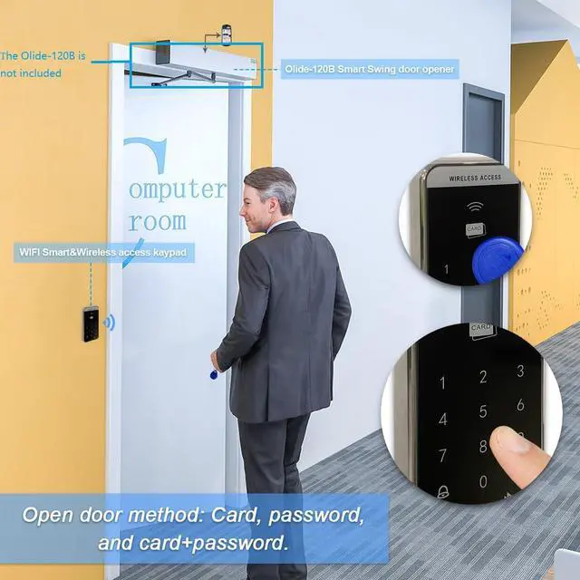 Alt view image 2 of 6 - Wireless RFID Access Keypad,Workable with Olide Automatic Door Opener,with 1PCS Wireless Keypad,1PCS Wired Smart WiFi Receiver and RFID Tags