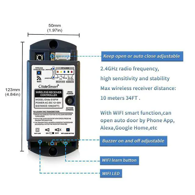 Alt view image 4 of 6 - Wireless RFID Access Keypad,Workable with Olide Automatic Door Opener,with 1PCS Wireless Keypad,1PCS Wired Smart WiFi Receiver and RFID Tags