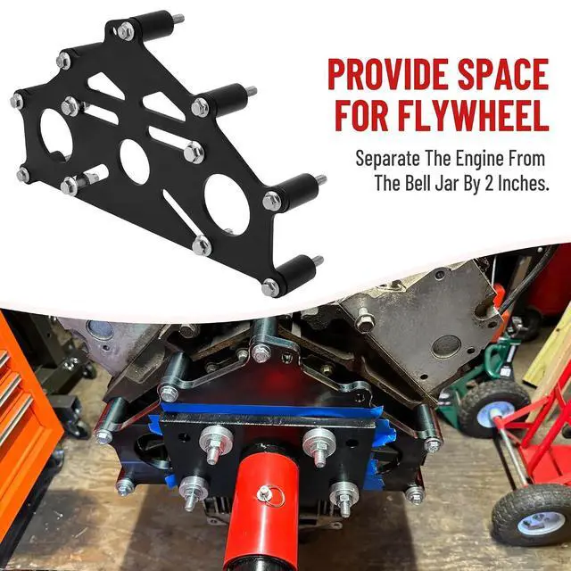 Alt view image 4 of 7 - LS Engine Stand Adapter Plate - Universal Heavy Duty Billet Aluminum Mounting Bracket Adapter Compatible with Chevy Small/Big Block LS1 Duramax BBC SBC LS , Heavy-Duty Engine Stand Lift Plate