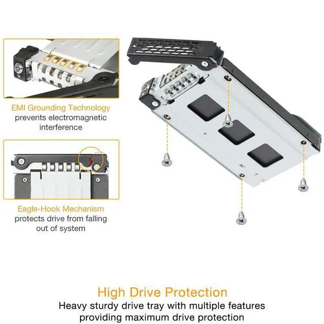 Alt view image 4 of 7 - 4 Bay 2.5in SAS/SATA HDD/SSD Mobile Rack Enclosure for 5.25" Bay (with Keylock) | ToughArmor MB994SK-1B