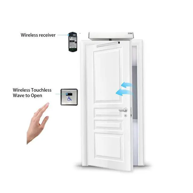 Alt view image 7 of 7 - Touch Free WiFi Wireless Sensor Switch,Handicap Door Opener Wireless Wave Sensor Open,2PCS 4.5'' Square Stainless Steel Sensor Panels and 1PCS Receiver