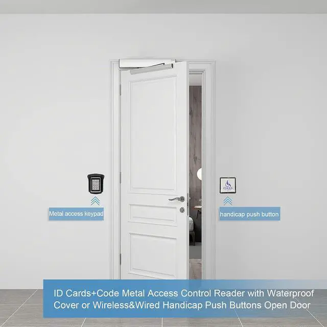 Alt view image 2 of 7 - Automatic Electric Door Opener,Handicap Door Opener for Outdoors with Wireless Handicap Push Buttons,Access Keypad,Power on Lock Fail Safe 550lbs Electric Strike