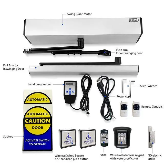 Alt view image 4 of 7 - Automatic Electric Door Opener,Handicap Door Opener for Outdoors with Wireless Handicap Push Buttons,Access Keypad,Power on Lock Fail Safe 550lbs Electric Strike