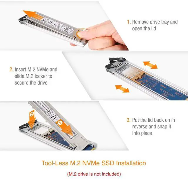 Alt view image 4 of 7 - 2 x M.2 NVMe SSD PCIe 4.0 Mobile Rack for 9.5mm Ultra Slim ODD Bay (not Support Tri-Mode) | ToughArmor MB852M2PO-B