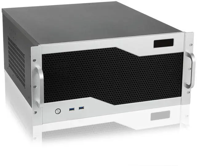 Main image of 5U rackmount Server Chassis Silver Color Support Liquid Cooling Compatibility up to Elevated 360mm Radiator, 1xPS2+1xSFX PSU