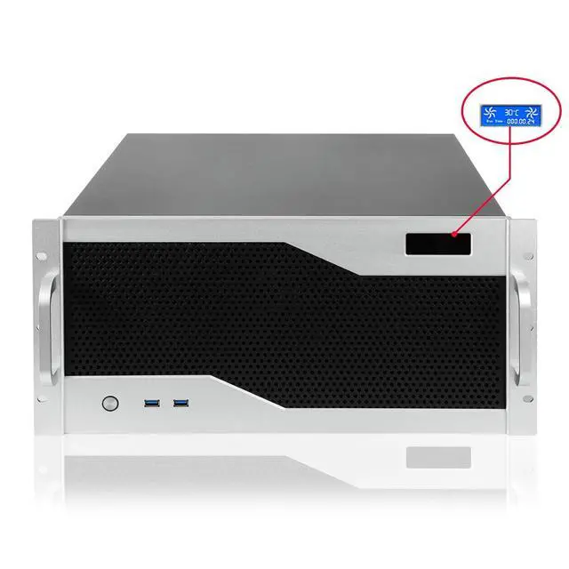 Alt view image 2 of 6 - 5U rackmount Server Chassis Silver Color Support Liquid Cooling Compatibility up to Elevated 360mm Radiator, 1xPS2+1xSFX PSU