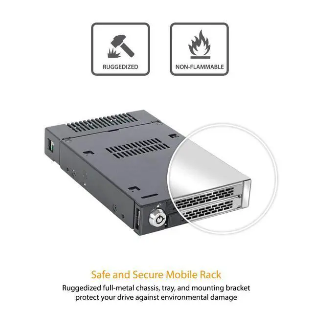 Alt view image 6 of 7 - M.2 PCIe 3.0/4.0 NVMe SSD Removable Mobile Rack Enclosure for External 3.5 Drive Bay | ToughArmor MB833M2K-B