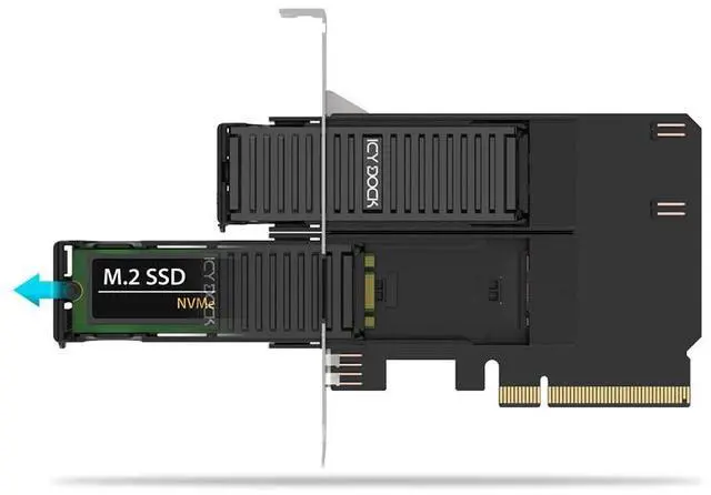 Main image of Removable Dual M.2 NVMe SSD to PCIe 4.0 x8 Mobile Rack Adapter Card for PCIe Expansion Slot | ExpressSlot Core MB312M4P-B