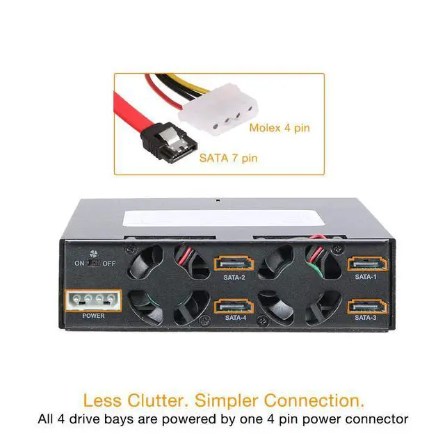Alt view image 7 of 7 - 4 Bay 2.5in SAS/SATA HDD/SSD Mobile Rack Enclosure for 5.25" Bay (with Keylock) | ToughArmor MB994SK-1B