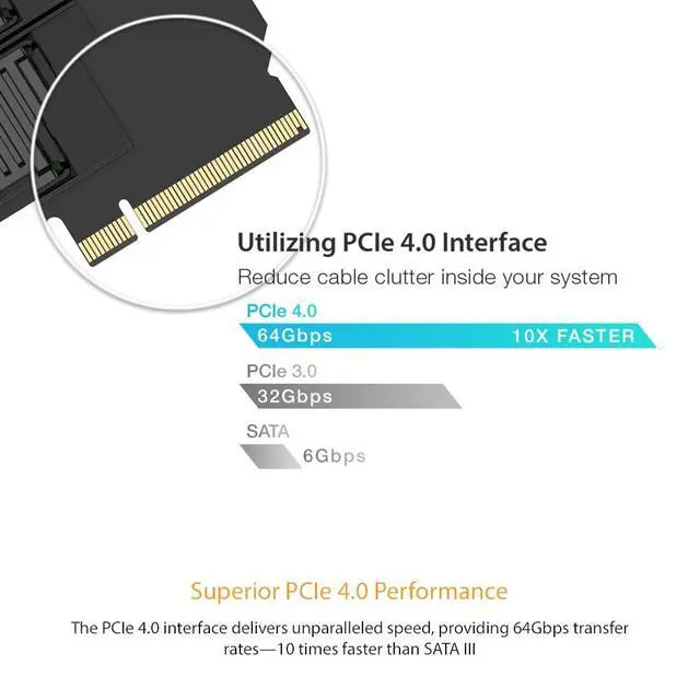 Alt view image 5 of 7 - Removable Dual M.2 NVMe SSD to PCIe 4.0 x8 Mobile Rack Adapter Card for PCIe Expansion Slot | ExpressSlot Core MB312M4P-B