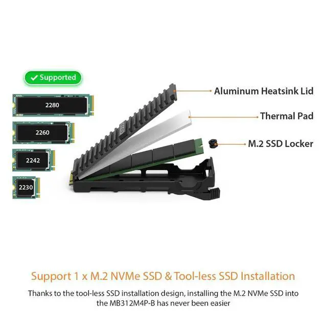 Alt view image 3 of 7 - Removable Dual M.2 NVMe SSD to PCIe 4.0 x8 Mobile Rack Adapter Card for PCIe Expansion Slot | ExpressSlot Core MB312M4P-B