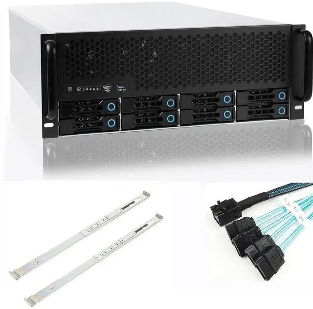 Main image of 4U Rackmount Server Chassis 8-Bay 12Gbps Hot-Swappable SATA/SAS, EATX/ATX Compatible, Alloy Steel, Black, Ideal for Data Centers & SMBs