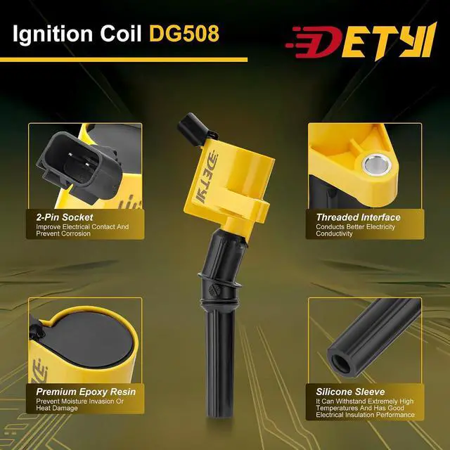 Alt view image 4 of 7 - DG508 Ignition Coil Pack & Iridium Spark Plug SP479 Set, Compatible with Ford 4.6L/5.4L V8 Engines, Fits F-150, F-250, F-350, Expedition, Crown Victoria, Mustang, Lincoln High Performance Upgrade