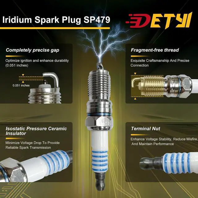 Alt view image 5 of 7 - DG508 Ignition Coil Pack & Iridium Spark Plug SP479 Set, Compatible with Ford 4.6L/5.4L V8 Engines, Fits F-150, F-250, F-350, Expedition, Crown Victoria, Mustang, Lincoln High Performance Upgrade