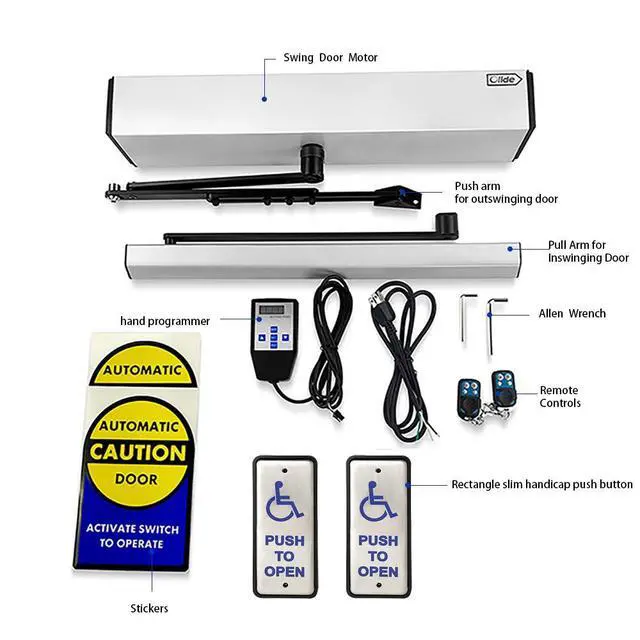 Alt view image 2 of 6 - Commercial Handicap Door Opener Swing Door for The Disabled with Wired Narrow Rectangle Handicap Push Buttons Olide-515