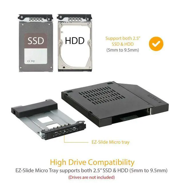 Alt view image 3 of 7 - 2.5" SSD / HDD Hot-Swap SATA Mobile Rack for 12.7mm Slim CD/DVD-ROM Optical Bay | ToughArmor MB411SPO-1B (Fits 12.7mm Height ODD Slot)
