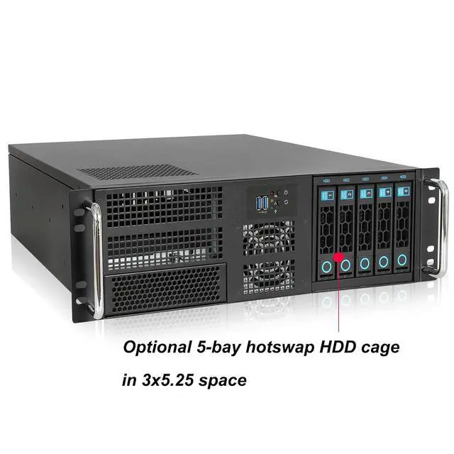 Alt view image 5 of 6 - 3u Rackmount Server Chassis EATX/ATX/MATX with 4x5.25 + 6x3.5 Support ATX PSU with Either top or Side Cooling / 21.65 deptth