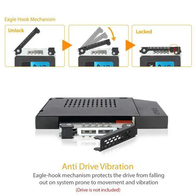 Alt view image 4 of 7 - 2.5" SSD / HDD Hot-Swap SATA Mobile Rack for 12.7mm Slim CD/DVD-ROM Optical Bay | ToughArmor MB411SPO-1B (Fits 12.7mm Height ODD Slot)