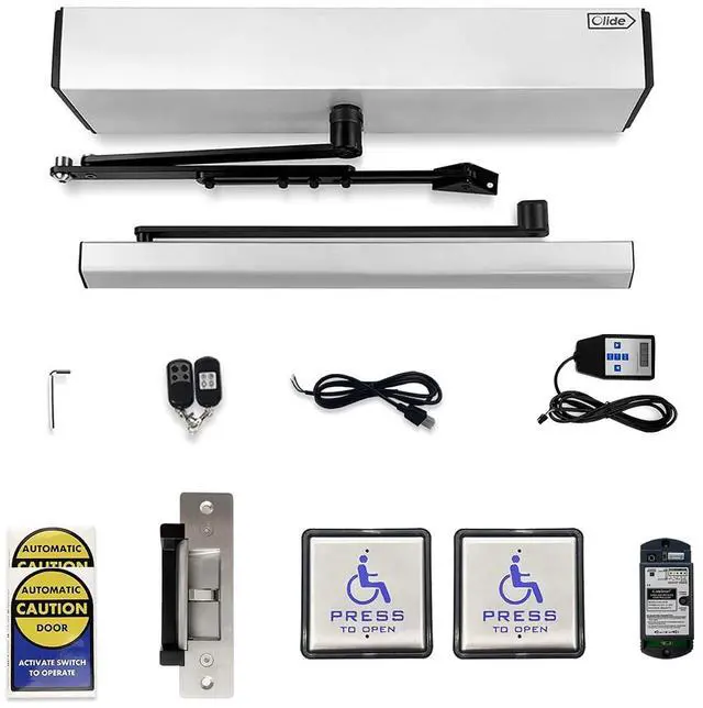 Main image of Swing Door Operator Automatic for the Disabled,Commercial Smart WiFi Handicap Door Opener Wireless Olide-120B with Wireless Handicap Push Button&Receiver and DC12V 880lbs Electric Strike