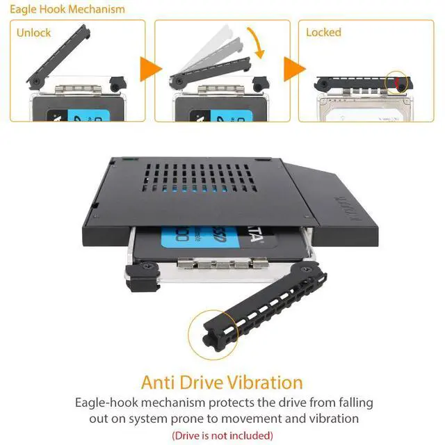 Alt view image 4 of 7 - 2.5" SSD / HDD Hot-Swap SATA Mobile Rack for 9.5mm Ultra Slim CD/DVD-ROM Optical Bay | ToughArmor MB411SPO-2B