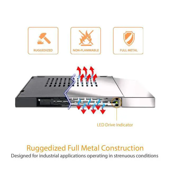 Alt view image 7 of 7 - 2.5" SSD / HDD Hot-Swap SATA Mobile Rack for 9.5mm Ultra Slim CD/DVD-ROM Optical Bay | ToughArmor MB411SPO-2B
